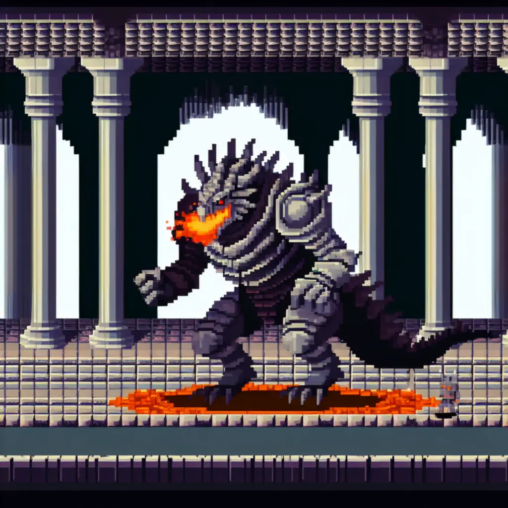 Boss: Żelazny Smok – pixel-art